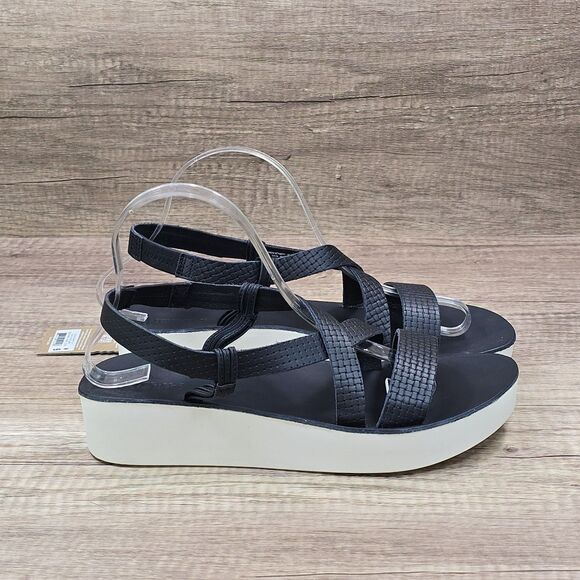 Olukai Onohi Strappy Women's Size 9 Black Leather Platform Sandals NEW - Picture 1 of 9